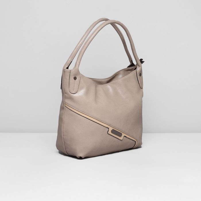 Сумка женская на молнии, 2 отдела, 2 наружных кармана, цвет серый