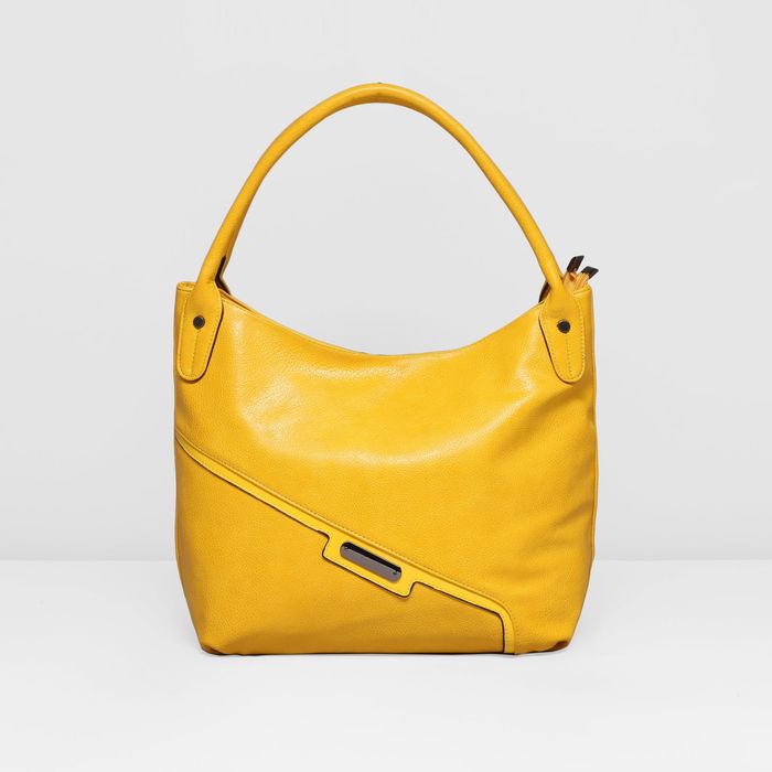 Сумка женская на молнии, 2 отдела, 2 наружных кармана, цвет жёлтый