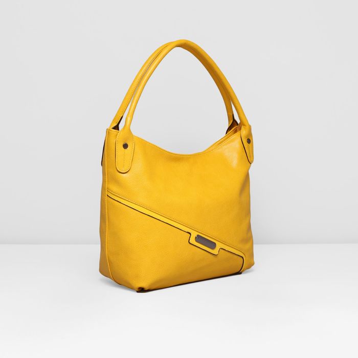 Сумка женская на молнии, 2 отдела, 2 наружных кармана, цвет жёлтый