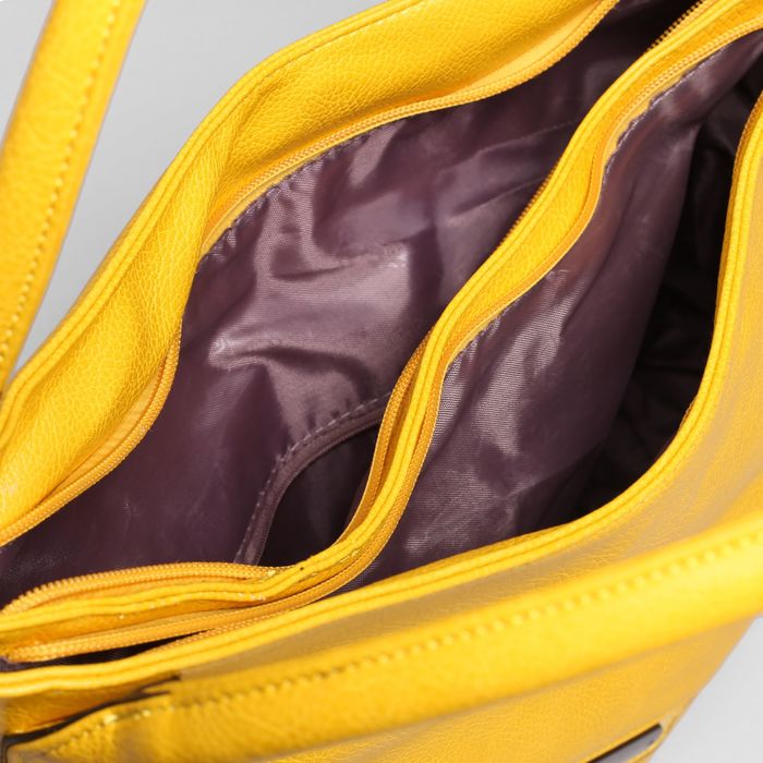 Сумка женская на молнии, 2 отдела, 2 наружных кармана, цвет жёлтый