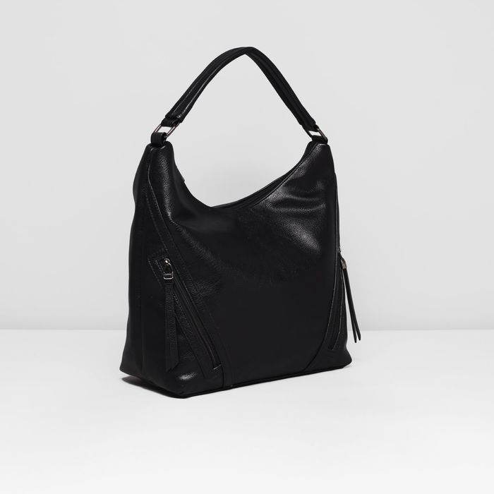 Сумка женская на молнии, 1 отдел с перегородкой, 2 наружных кармана, цвет чёрный