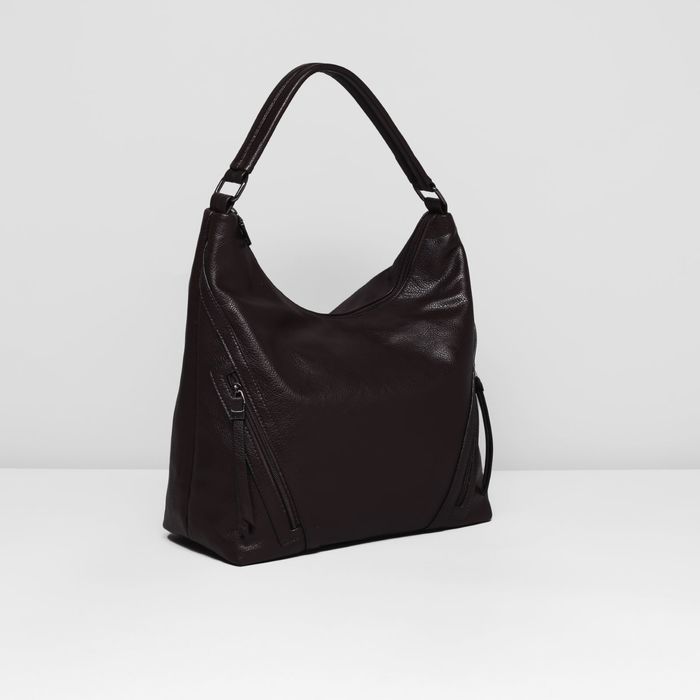 Сумка женская на молнии, 1 отдел с перегородкой, 2 наружных кармана, цвет коричневый