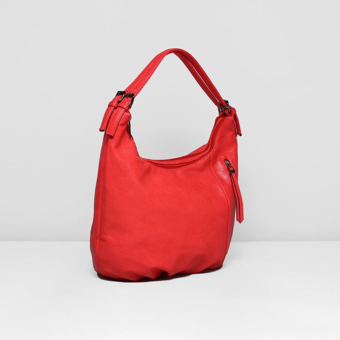 Сумка женская на молнии, 2 отдела, 2 наружных кармана, цвет красный