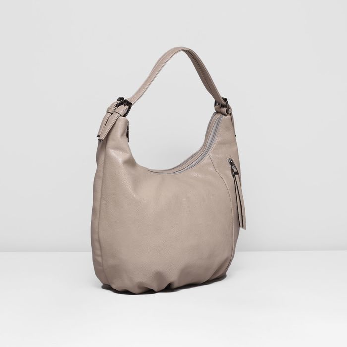 Сумка женская на молнии, 2 отдела, 2 наружных кармана, цвет серый