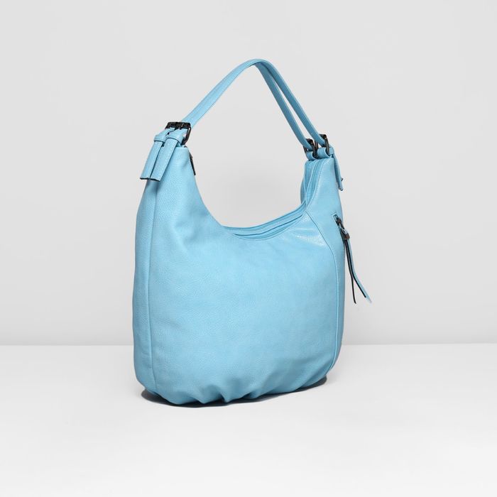 Сумка женская на молнии, 2 отдела, 2 наружных кармана, цвет голубой