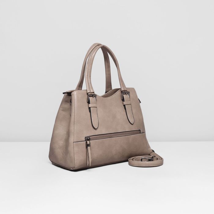 Сумка женская на молнии, 1 отдел с перегородкой, наружный карман, длинный ремень, цвет хаки