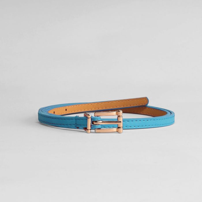 Ремень женский, пряжка хомут золото, ширина - 0,8 см, цвет бирюзовый