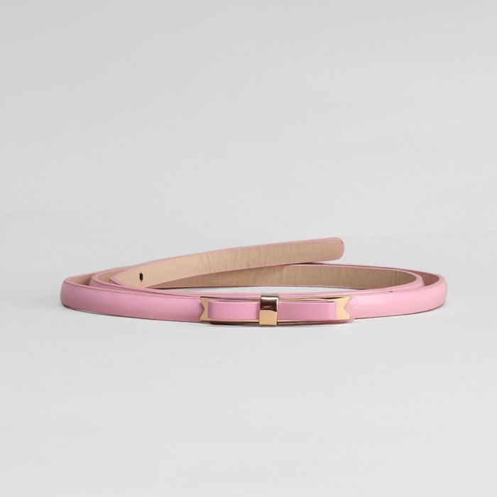 Ремень женский, гладкий, пряжка золото, ширина - 0,8 см, цвет розовый