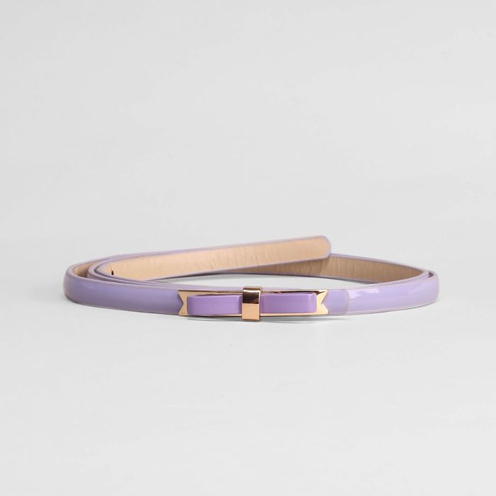 Ремень женский, гладкий, пряжка золото, ширина - 0,8 см, цвет сиреневый