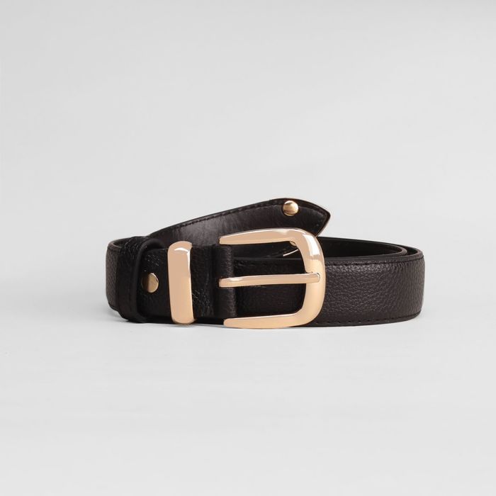 Ремень женский, пряжка хомут кончик золото, ширина - 3 см, цвет чёрный