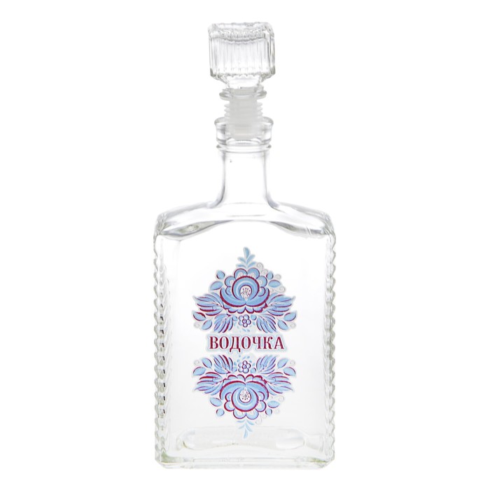 Штоф "Водочка" гжельские мотивы, 500 мл, деколь