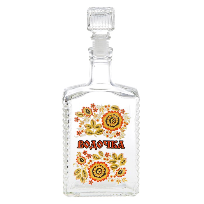 Штоф "Водочка" хохломские мотивы, 500 мл, деколь