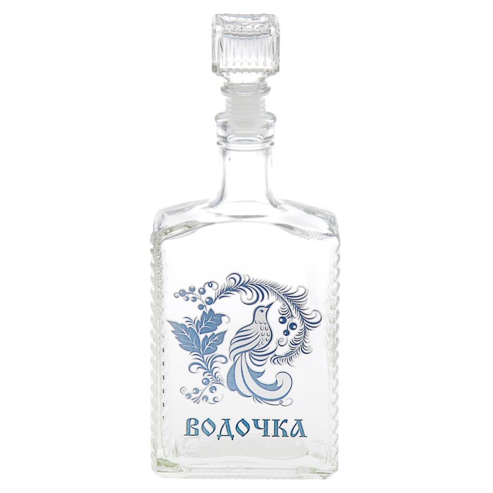 Штоф "Водочка" расписная птица, 500 мл, деколь