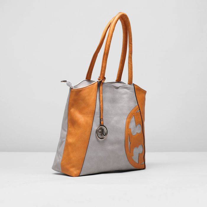 Сумка женская на молнии, 1 отдел с перегородкой, цвет серый/коричневый