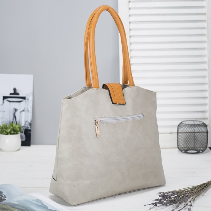 Сумка женская на молнии, 1 отдел, 2 наружных кармана, цвет серый