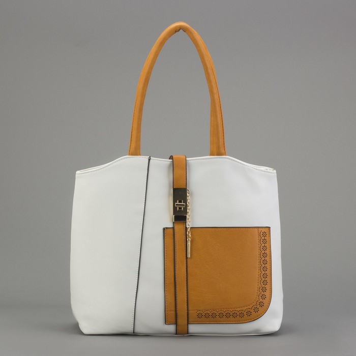 Сумка женская на молнии, 1 отдел с перегородкой, 2 наружных кармана, цвет белый