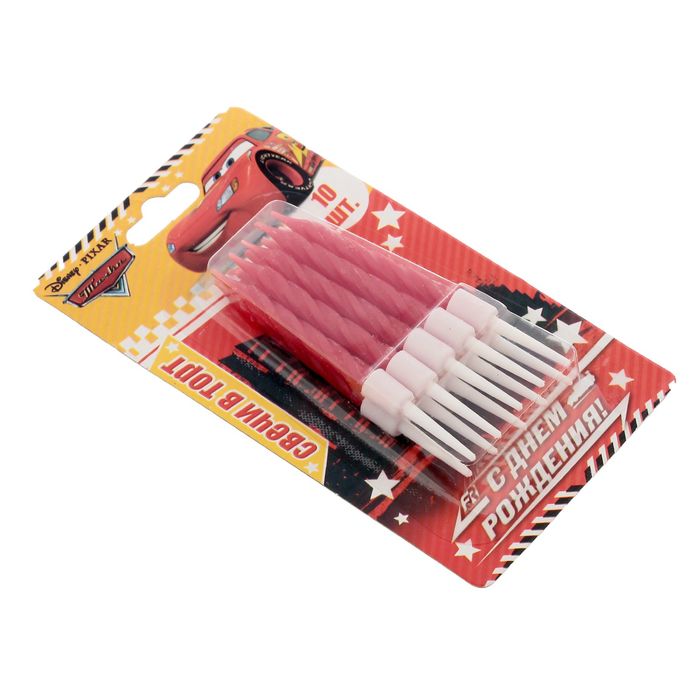 Свеча в торт Дисней "С Днем Рождения", Тачки, (набор 10 шт)