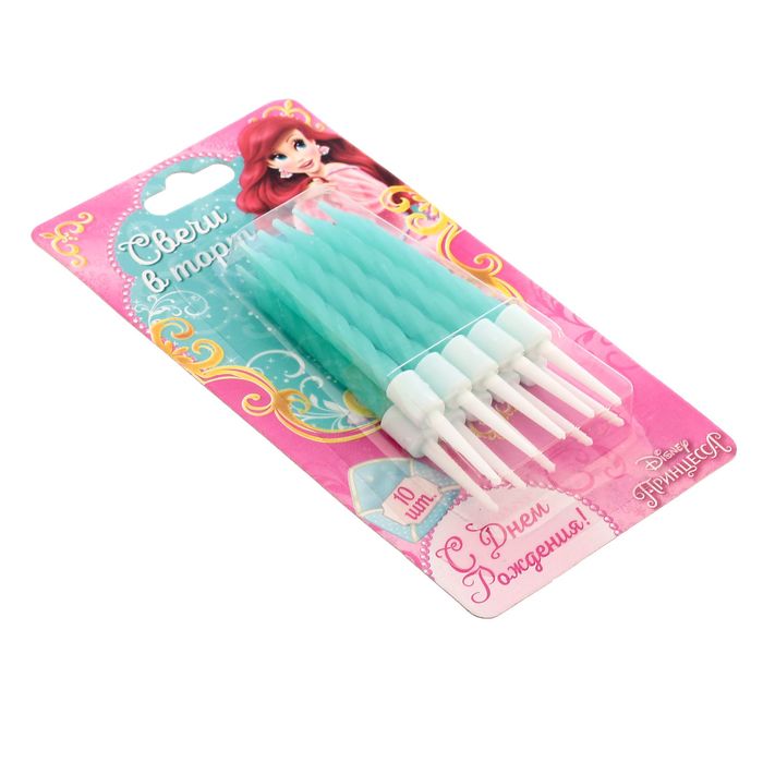 Свеча в торт Дисней "С Днем Рождения", Принцессы: Ариэль, (набор 10 шт)