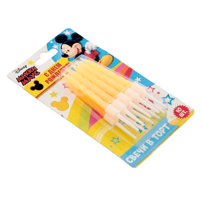 Свеча в торт Дисней "С Днем Рождения", Микки Маус,(набор 10 шт)