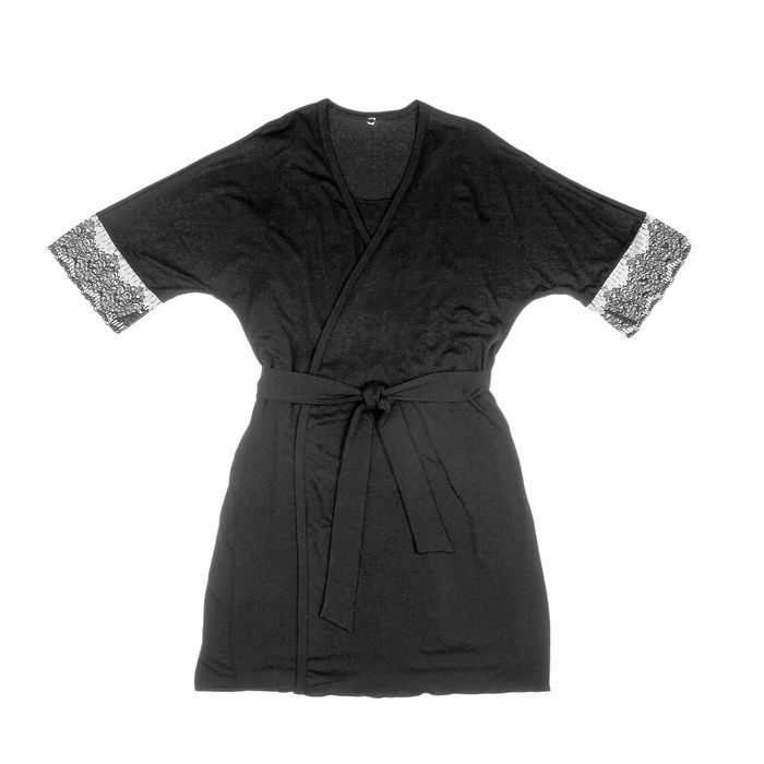 Комплект женский (сорочка, халат) 027К цвет чёрный, р-р 50 вискоза