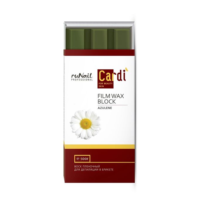 Воск пленочный для депиляции в брикете RuNail Cardi "Азулен", 500 г