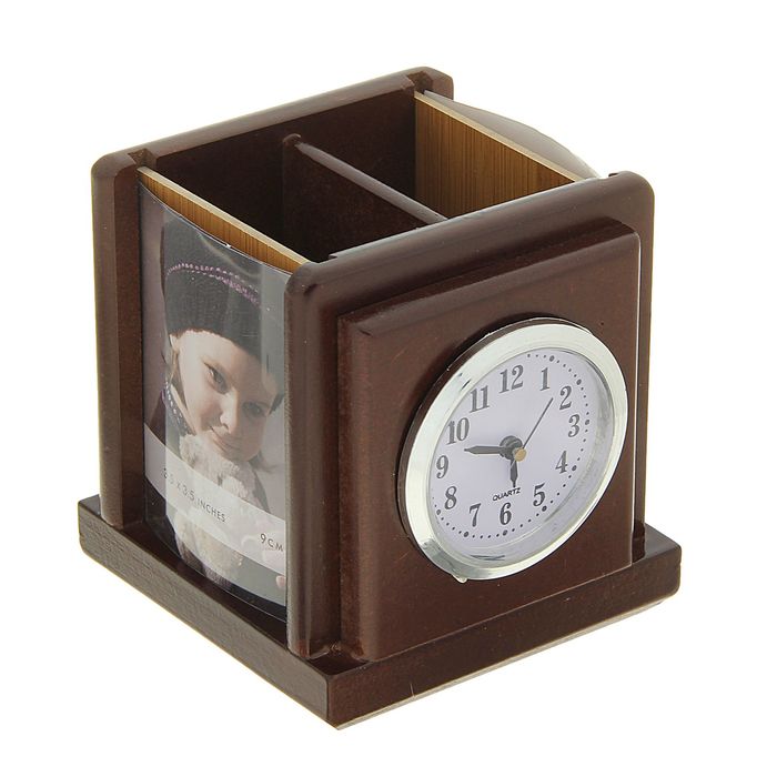 Набор настольный: часы, подставка для ручек, 2 фоторамки