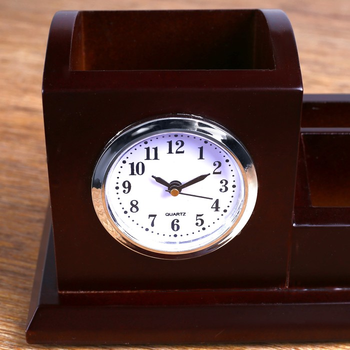 Набор настольный «Красное дерево»: часы, визитницы, подставка для ручек