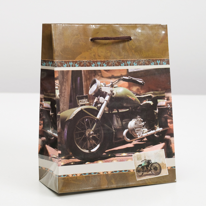 Пакет подарочный "Мотоцикл", 18 х 8,5 х 23 см