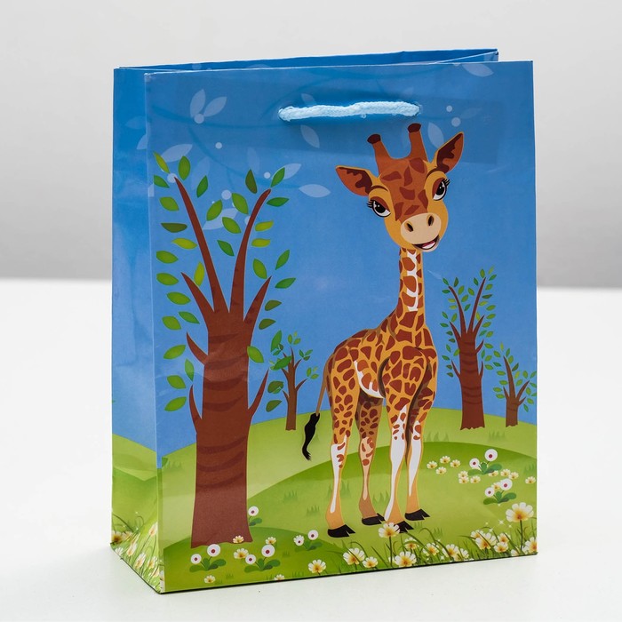 Пакет подарочный "Жираф", 18 х 8,5 х 23 см