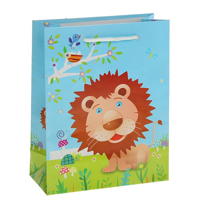 Пакет подарочный "Лев", 18 х 8,5 х 23 см