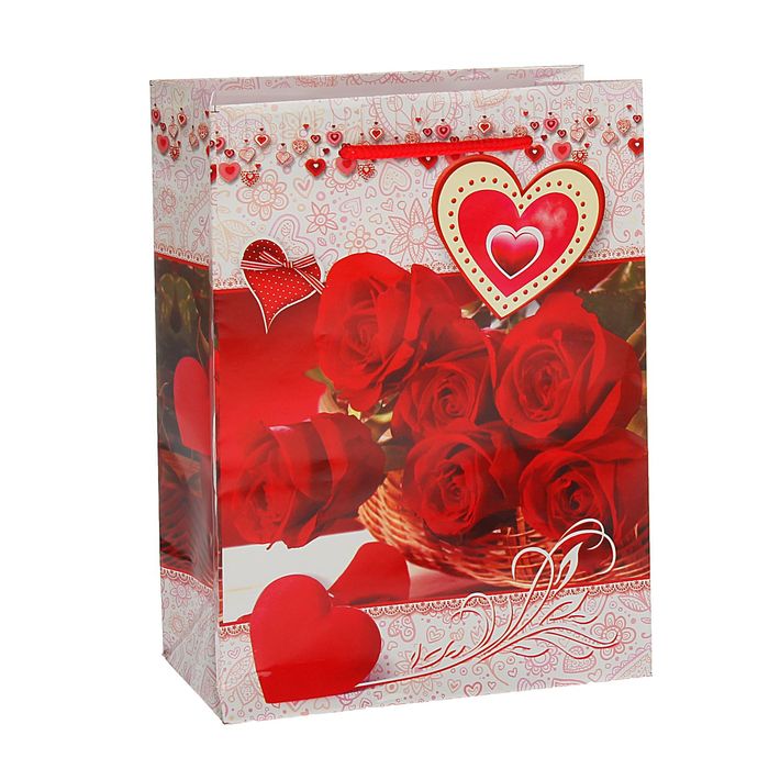 Пакет подарочный "Букет из роз", 11,5 х 5 х 14,5 см