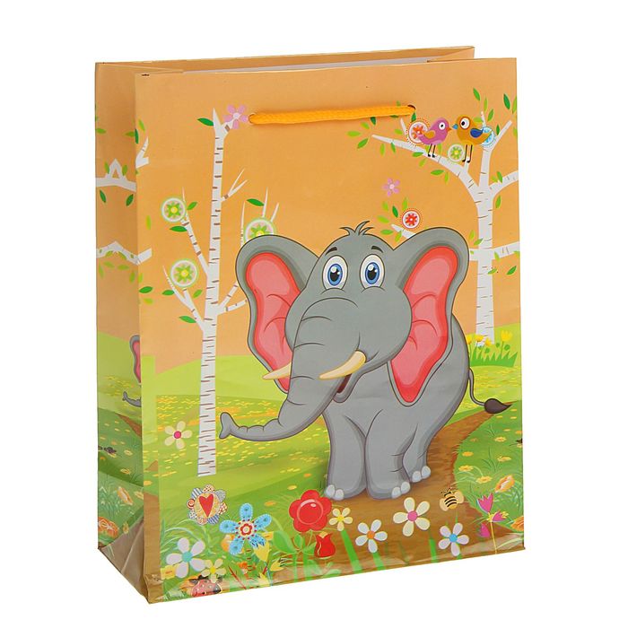 Пакет подарочный "Слон", 18 х 8,5 х 23 см