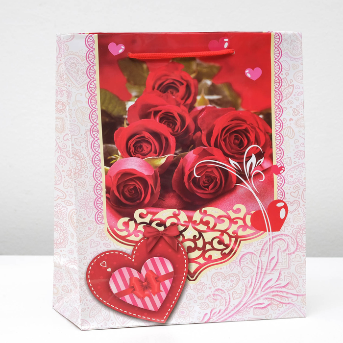Пакет подарочный "Розы", 26 х 10 х 32 см