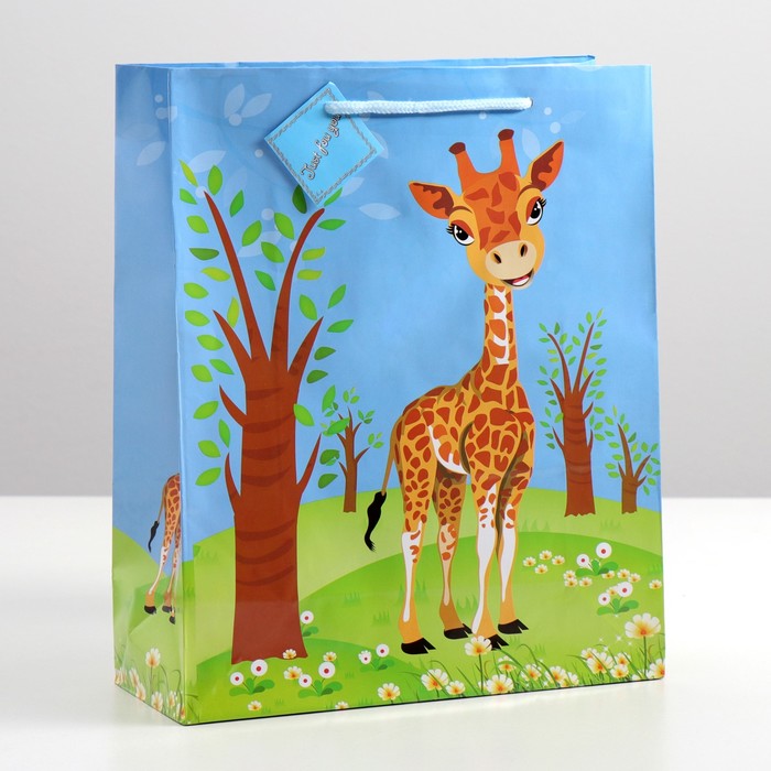 Пакет подарочный "Жираф", 26 х 10 х 32 см