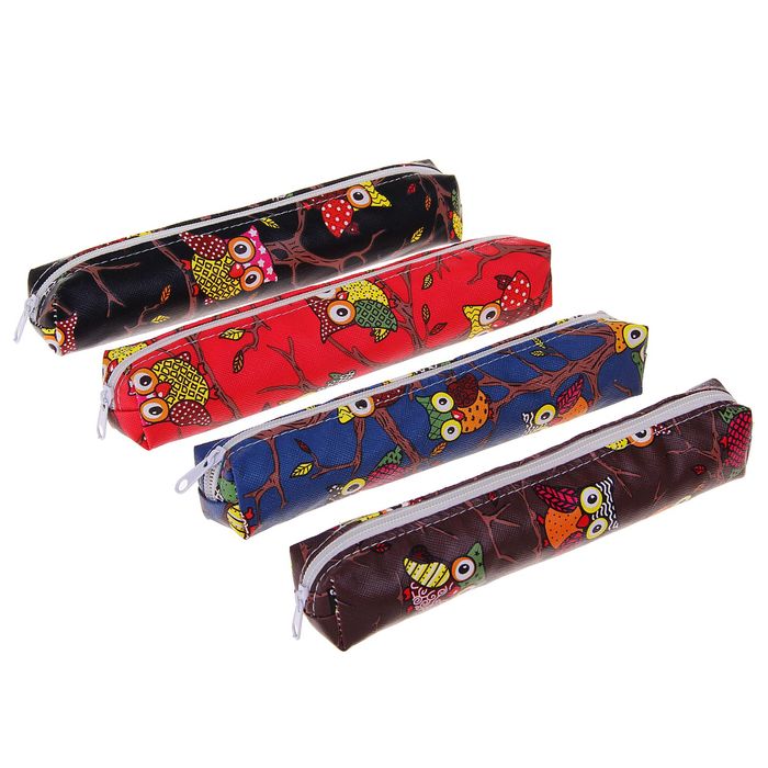 Пенал школьный на молнии МИКС Совы