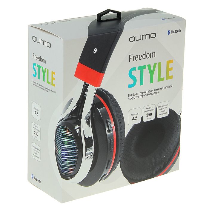 Наушники Qumo Freedom Slyle, Bluetooth 4.2, радио, microSD, до 4,5 ч в режиме разговора