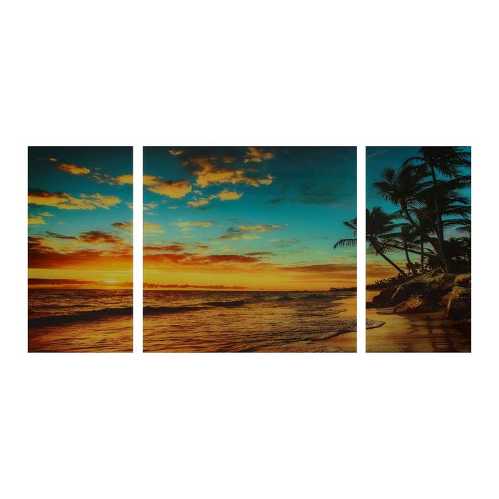 Модульная картина на стекле "Закат на пляже"