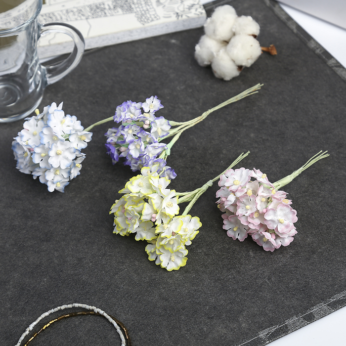 Декор для творчества "Незабудки" МИКС 11,5 см (1 набор=1 букету) в букете 6 шт