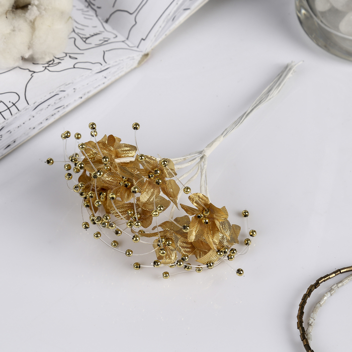 Декор для творчества "Цветы в росе" МИКС 12 см (1 набор=1 букету) в букете 12 шт