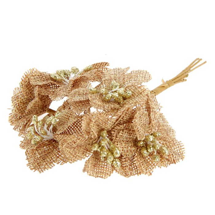 Декор для творчества "Эко-цветок" МИКС 10,5 см (1 набор=1 букету) в букете 6 шт