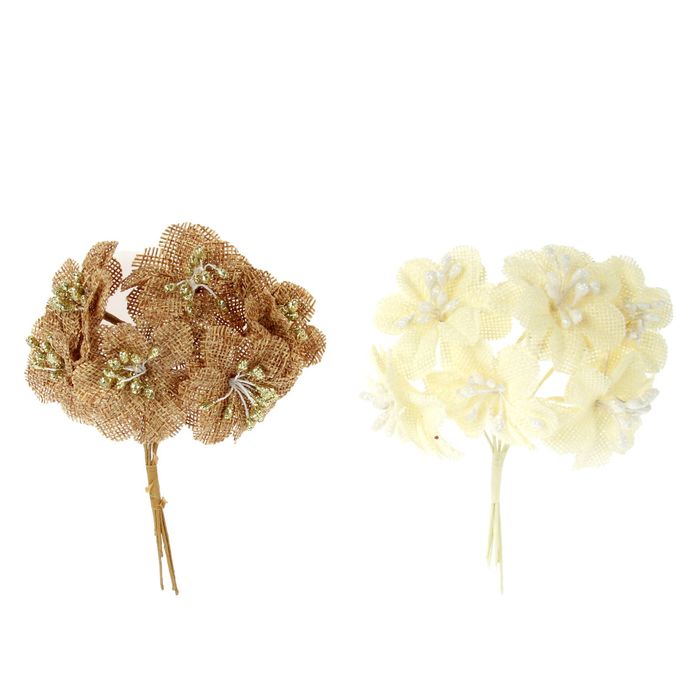 Декор для творчества "Эко-цветок" МИКС 10,5 см (1 набор=1 букету) в букете 6 шт