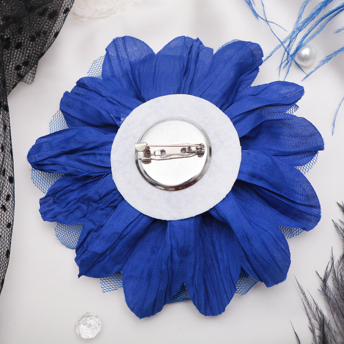 Брошь "Цветок дива", цвет синий