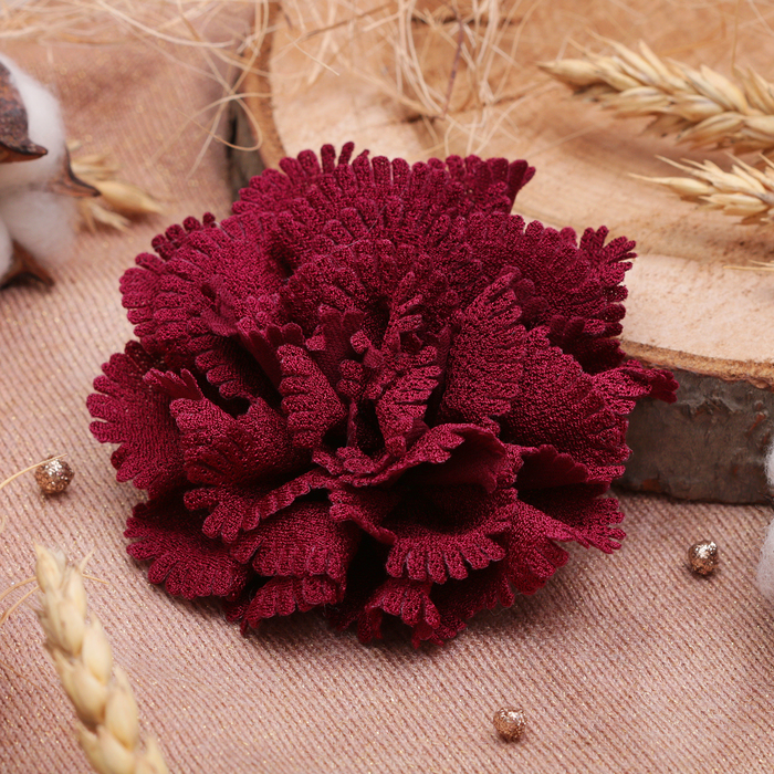 Брошь "Цветок дива" малая, цвет бордовый