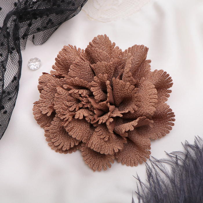 Брошь "Цветок дива" малая, цвет кофе с молоком