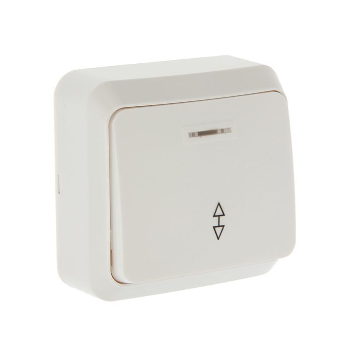 Переключатель "Юпитер", 10 А, 1 клавиша, наружный, с индикатором, белый, SBE-03w-10-SW12-1