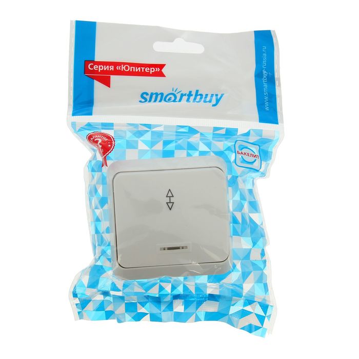 Переключатель "Юпитер", 10 А, 1 клавиша, наружный, с индикатором, белый, SBE-03w-10-SW12-1