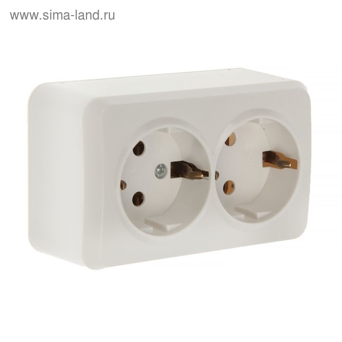 Розетка Smartbuy Юпитер 16 А двухместная открытая с зк белая 78₽