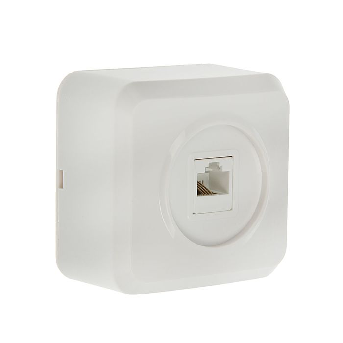 Розетка телефонная "Юпитер", одноместная, наружная, белая, SBE-03w-S1-PH