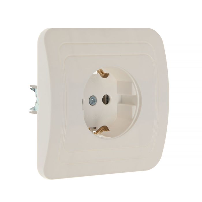 Розетка "Марс", 16 А, одноместная, скрытая, с з/к, белая, SBE-02w-16-S1-Z