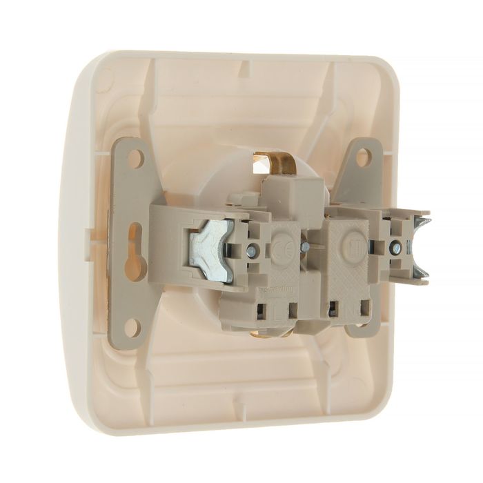 Розетка "Марс", 16 А, одноместная, скрытая, с з/к, с шторками, белая, SBE-02w-16-S1-1Z